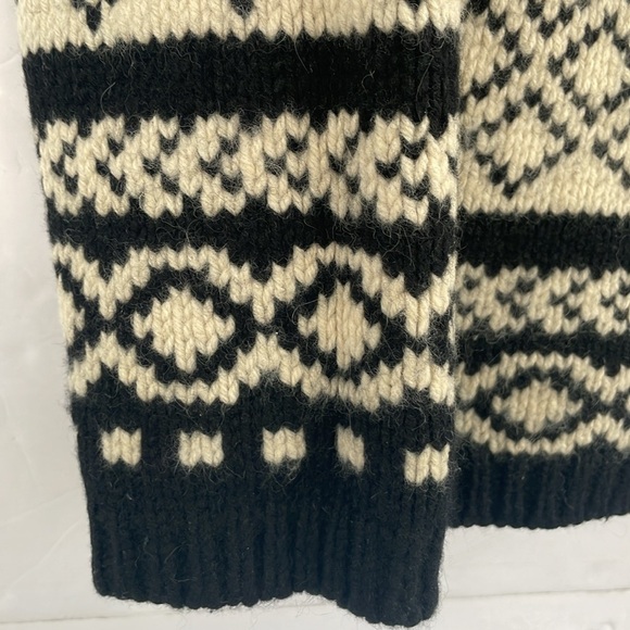 Eddie Bauer Womens Chunky Knit Black Cream Lambswool Angora Blend Sweater Medium - Picture 14 of 17